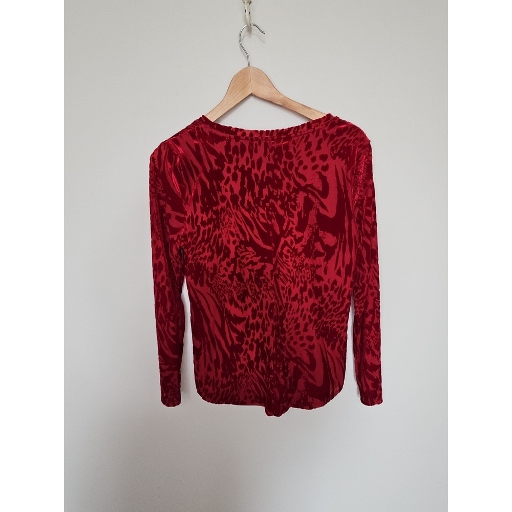 Simply Vera Wang Top Red Velvet Burnout M Whimsigoth Vamp Animal Print Y2k 90's - Picture 7 of 12